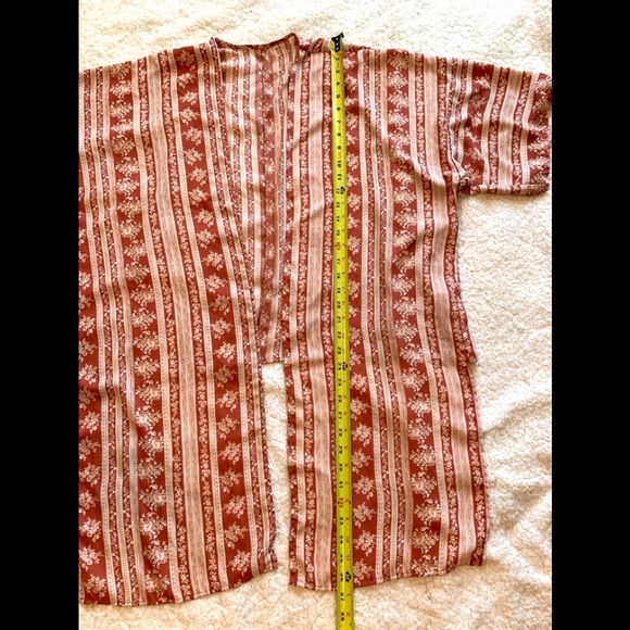 Vintage Boho Tunic Cardigan Kimono Top Pink Cream - Picture 15 of 16